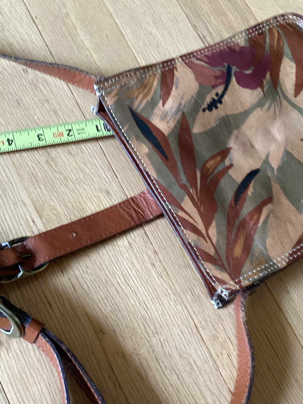Patricia Nash Brown Floral Crossbody Bag with Burgundy Accents - Picture 5 of 13